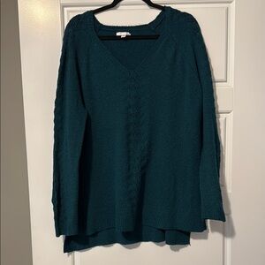 Teal V-Neck Women's Sweater